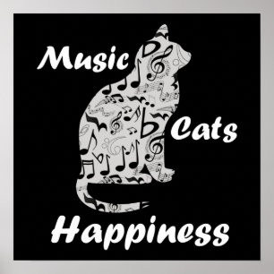Musik Katzen Glück - Musikalischer Liebhaber Zitat Poster