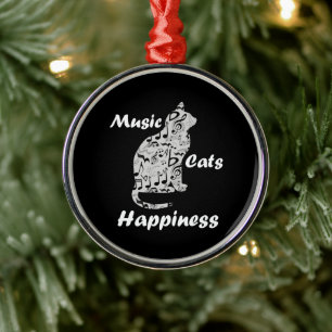 Musik Katzen Glück - Musiker Liebhaber Zitat Ornament Aus Metall