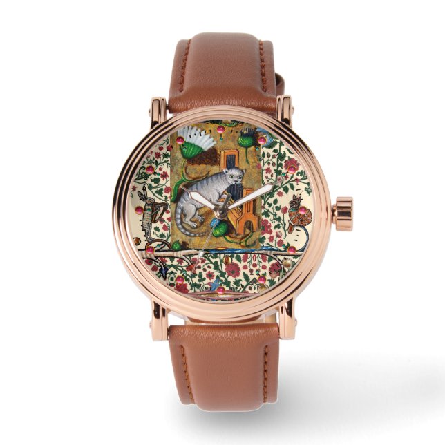 MUSIK, KATZSPIELORGAN, MEDIEVAL BESTIARY MUSIC ARMBANDUHR (Vorderseite)