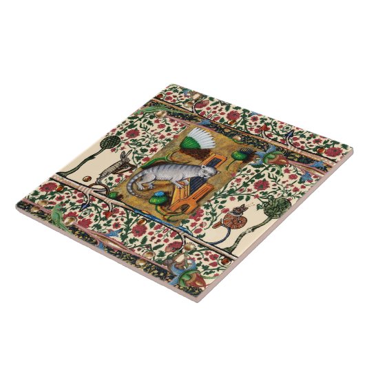 MUSIK, KATZSPIELORGAN, MEDIEVAL BESTIARY MUSIC FLIESE (Seite)