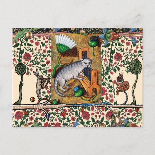 MUSIK, KATZSPIELORGAN, MEDIEVAL BESTIARY MUSIC POSTKARTE (Vorderseite)