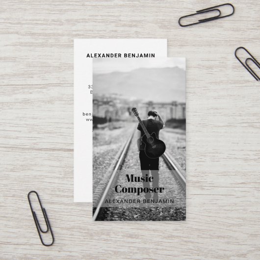 Musik Komponist Foto QR Code Business Card Visitenkarte (Vorderseite/Rückseite Beispiel)