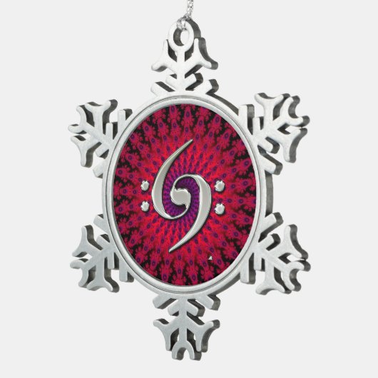 Musik-Kontrabassclef-Silber-Verzierung Schneeflocken Zinn-Ornament (Rechts)