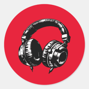 Musik Kopfhörer Tanz DJ Geburtstagsfeier Runder Aufkleber