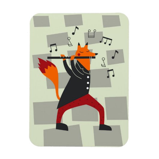 Musik Kunst Ein Fuchs Und Flöte Magnet (Vertikal)