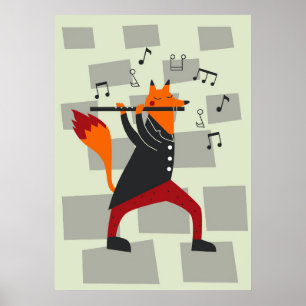 Musik Kunst und Flöte Poster