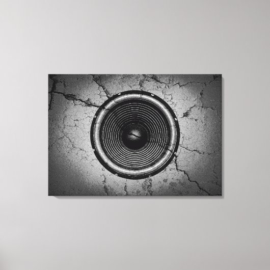 Musik-Lautsprecher an einer knackigen Wand Leinwanddruck (Vorderseite)