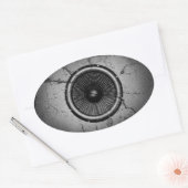 Musik-Lautsprecher an einer knackigen Wand Ovaler Aufkleber (Umschlag)