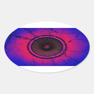 Musik-Lautsprecher an einer knackigen Wand Ovaler Aufkleber