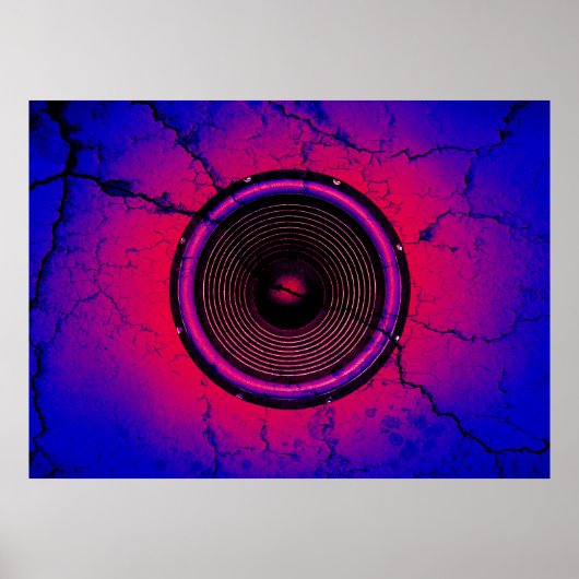 Musik-Lautsprecher an einer knackigen Wand Poster (Vorne)