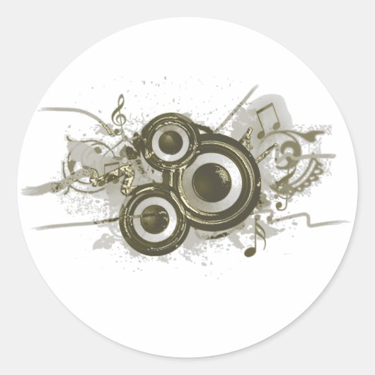Musik - Lautsprecher Swirl Runder Aufkleber (Vorderseite)