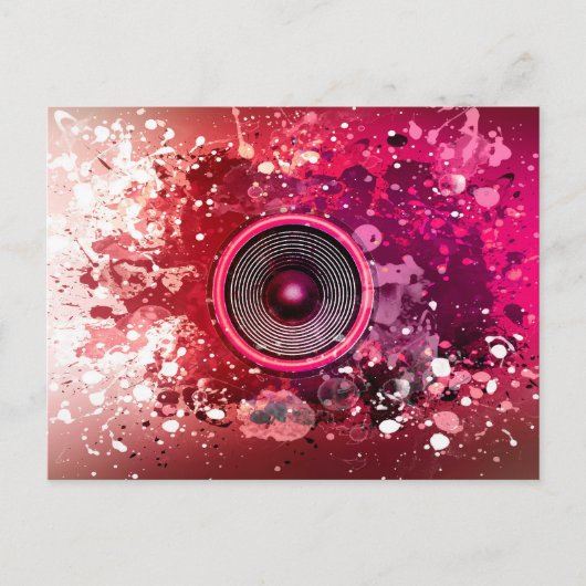 Musik-Lautsprecher und Spritzer Postkarte (Vorderseite)