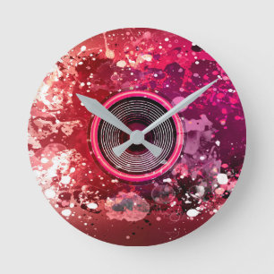 Musik-Lautsprecher und Spritzer Runde Wanduhr