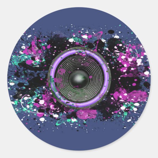 Musik-Lautsprecher und übereinander gelegte Farbe Runder Aufkleber (Vorderseite)