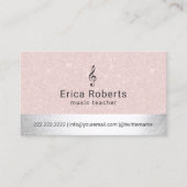 Musik-Lehrer erröten Rosa u. Silber-Musical Visitenkarte (Vorderseite)