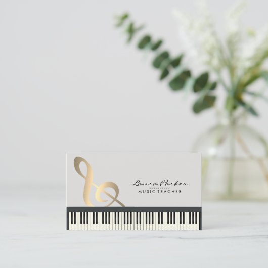 Musik-Lehrer-Klavier-Tastatur-Musiker-Pianist Visitenkarte (Stehend Vorderseite)