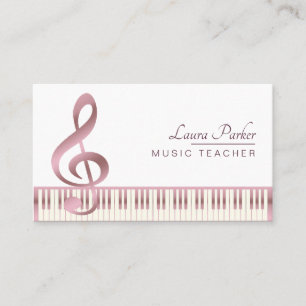 Musik-Lehrer-Klavier-Tastatur-Rosen-Gold Visitenkarte