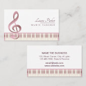 Musik-Lehrer-Klavier-Tastatur-Rosen-Gold Visitenkarte (Vorne/Hinten)