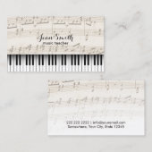 Musik-Lehrer-Vintage Klavier-Schlüssel Visitenkarte (Vorne/Hinten)
