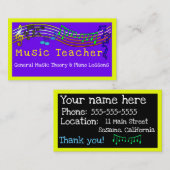Musik-Lehrer Visitenkarte (Vorne/Hinten)