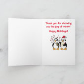 Musik-Lehrer: WeihnachtsPinguine Caroling Feiertagskarte (Innenseite)