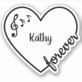 Musik - Liebe - Herz-Linie Individuelle Name Aufkleber (Vorderseite)