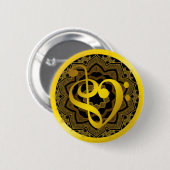 Musik Liebe Herzensymbol Clef Gold Mandala Art Button (Vorne & Hinten)