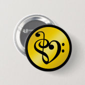 Musik Liebe Hörsymbol Clef Notizen in Gold Black Button (Vorne & Hinten)