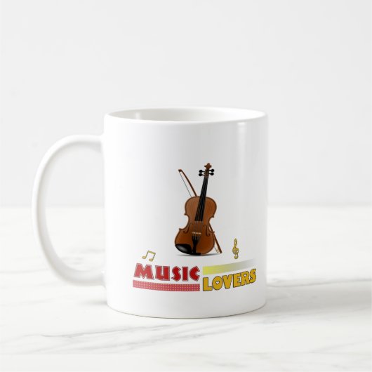 Musik Liebt Geige Word Art Design Kaffeetasse (Links)