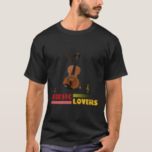 Musik Liebt Geige Word Art Design T-Shirt