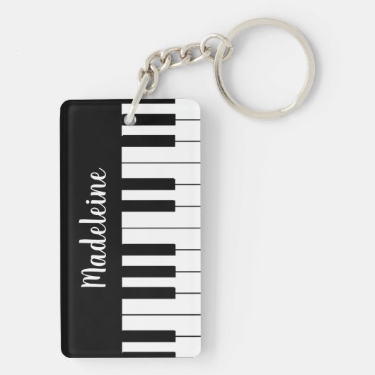 Musik Liebt Schwarz-weiße Klaviertastatur Schlüsselanhänger (Rückseite)