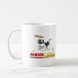 Musik liebt Trommeln Word Art Design Kaffeetasse