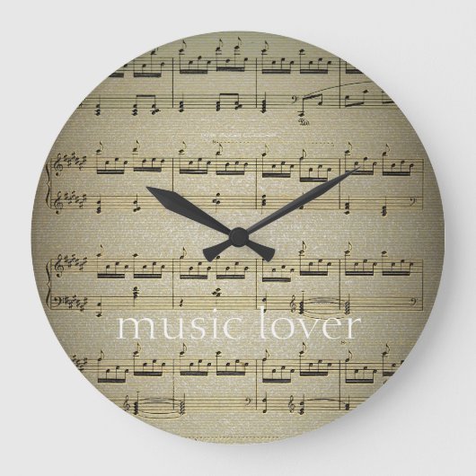 Musik Lover Large Wall Clock Große Wanduhr (Vorderseite)