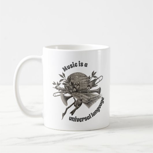 Musik Lover Vintag Etching Musikinstrumente Kaffeetasse (Links)