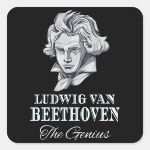 Musik - Ludwig van Beethoven Das Genie Quadratischer Aufkleber