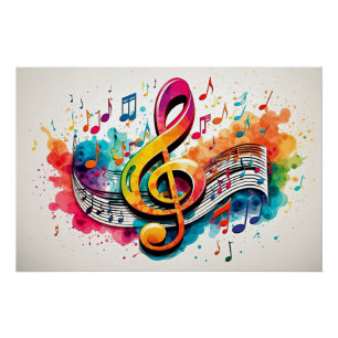 Musik machen, buntes Design, künstliche Intelligen Poster