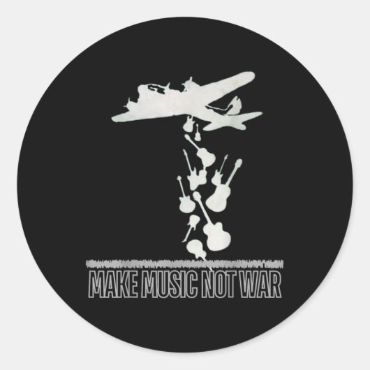 Musik machen. Kein Krieg. Runder Aufkleber (Vorderseite)
