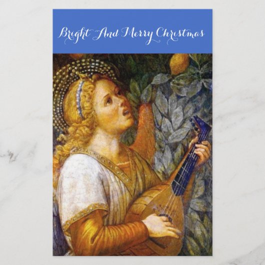 MUSIK MACHT CHRISTMAS ANGEL IN GOLD YELLOW BLAU BRIEFPAPIER (Vorderseite)