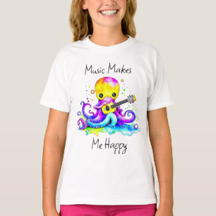 Musik Macht Mich Glücklich Oktopus spielt Gitarr T-Shirt