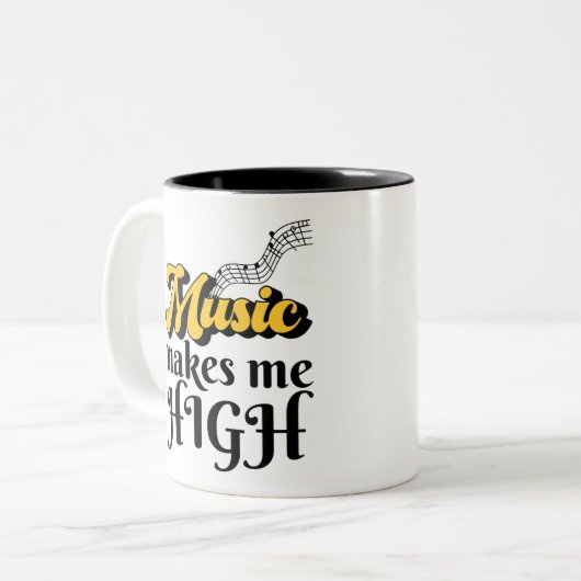 Musik macht mich hoch zweifarbige tasse (Vorderseite Links)