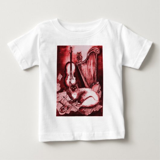 MUSIK MAKING CAT,EIG,Musikinstrumente rot weiß Baby T-shirt (Vorderseite)