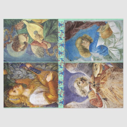 MUSIK MAKING CHRISTMAS ANGELN MIT BLUE FLORAL SEIDENPAPIER (Vorderseite)