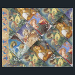 MUSIK MAKING CHRISTMAS ANGELS,JOY PEACE LIEBE GESCHENKPAPIER<br><div class="desc">Musikalische Instrumente,  Lute,  Mandoline,  antike Geige spielen Engel Blumenparchment mit roten blauen Blumen,  Klassische italienische Meisterwerke der Renaissance von Melozzo da Forli,  Detail eines Fresks c.1480.</div>