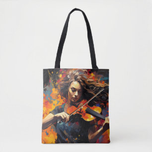 Musik-Malerei für Violin Player Abstrakt Art Decor Tasche