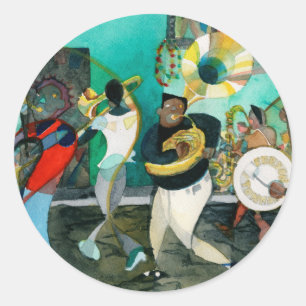 Musik Malerei "New Orleans Jazz" Runder Aufkleber