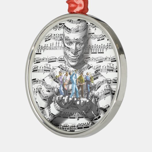 Musik-Mann Silbernes Ornament (Links)