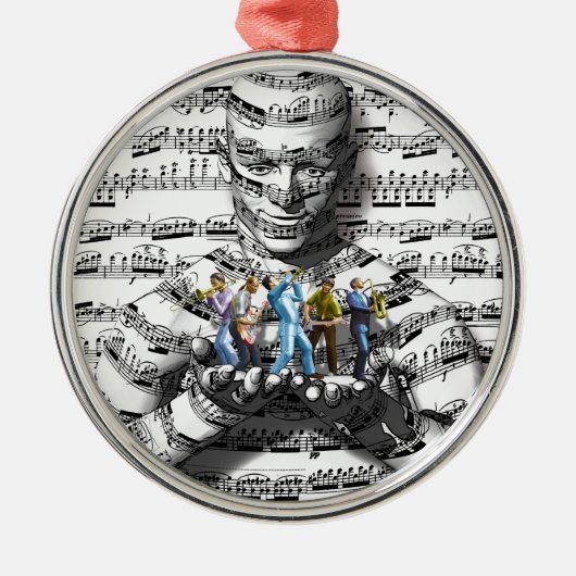 Musik-Mann Silbernes Ornament (Vorne)