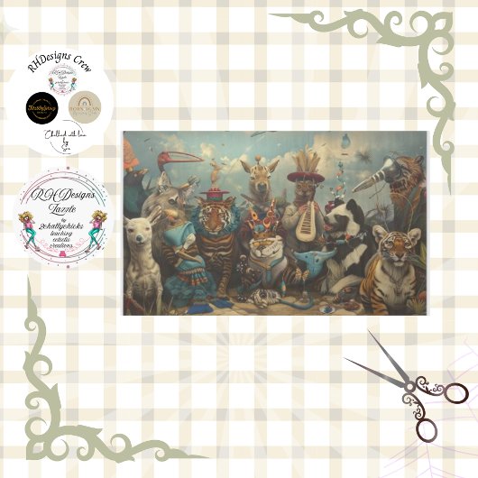 Musik Menagerie von Tieren Decoupage Seidenpapier