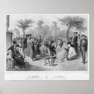 Musik, Militärkonzert in einem öffentlichen Garten Poster