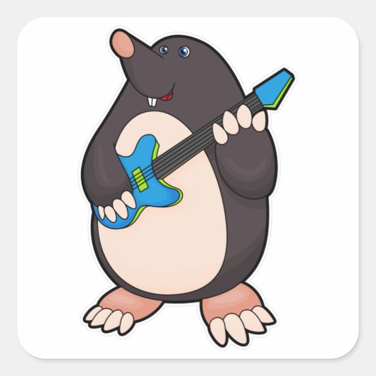 Musik mit Gitarre Quadratischer Aufkleber (Vorderseite)